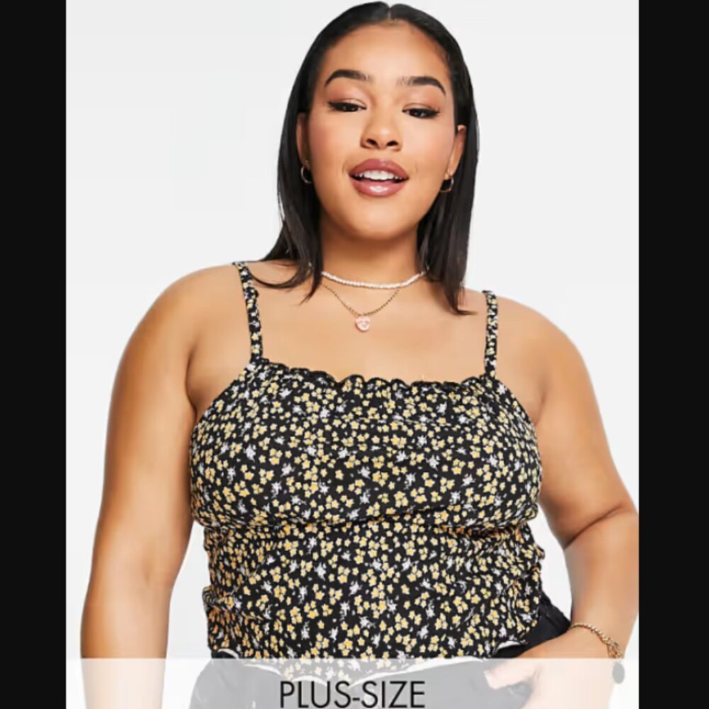 🔥3/$30 NWT ASOS Daisy Street Plus cami top Floral ruched front US 8XL UK 28